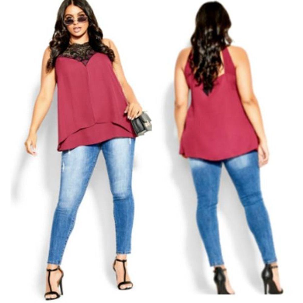 CITY CHIC PLUS SIZE Motif Neck Top - Picture 2 of 2